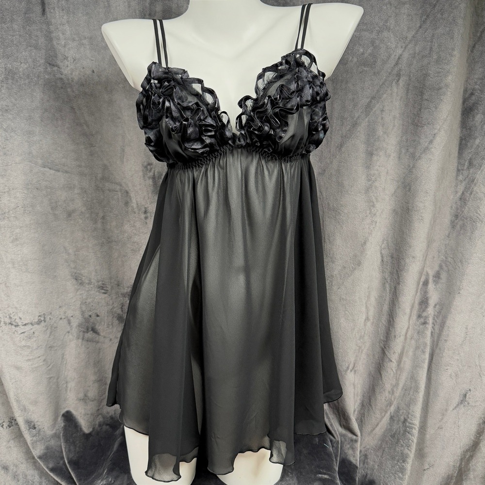 Vintage Y2K Victoria's Secret Sheer Babydoll Ruffle Fairy Grunge Coquette Slip M
